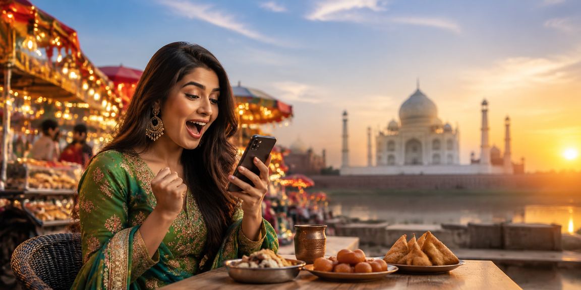 User placing cricket bets online through a mobile device in India